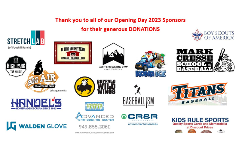 Thank you to our 2023 Opening Day Sponsors!