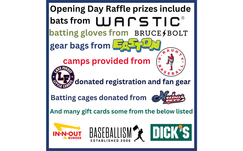 Opening Day Raffle Prizes